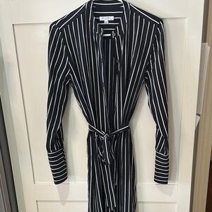 Equipment Silk Black and White Striped Top